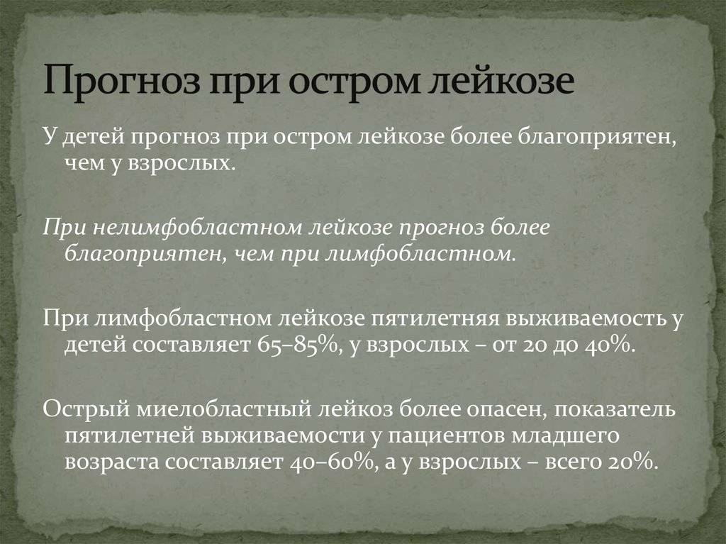 Лейкоз в детском возрасте: лечение, диагностика, прогноз