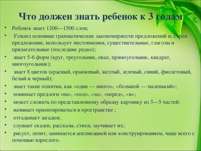 Что должен уметь и знать ребенок 2-х и 3-х лет