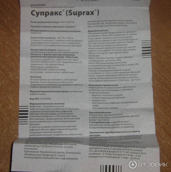 Супракс детям 7 лет: дозировка, как давать, инструкция