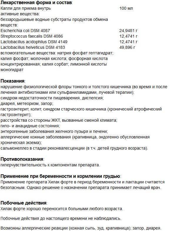 Хилак форте: инструкция по применению для детей и взрослых, аналоги, отзывы