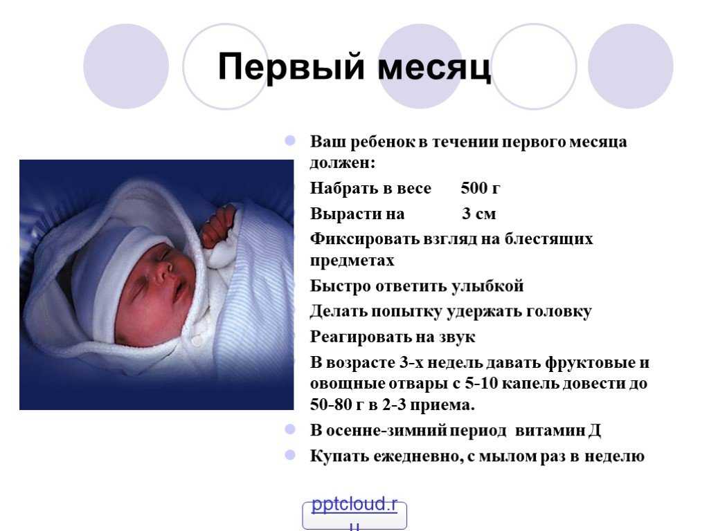 Развитие новорожденного в первый месяц жизни (0-1 месяц)