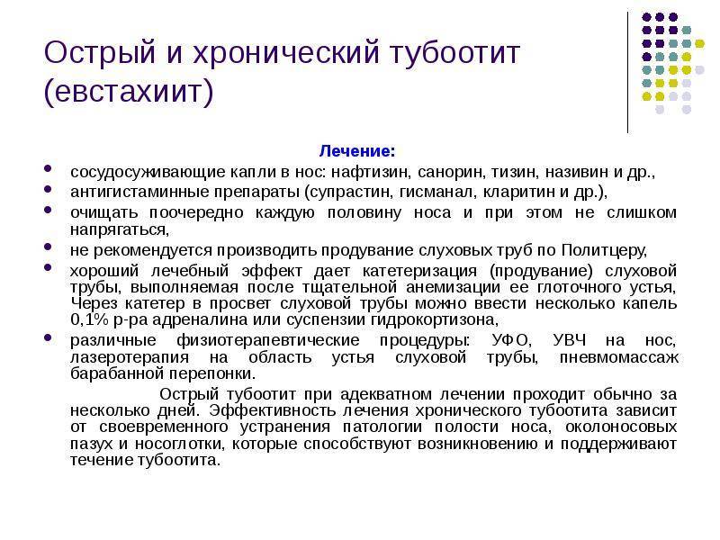 Острый левосторонний тубоотит. как долго лечится тубоотит