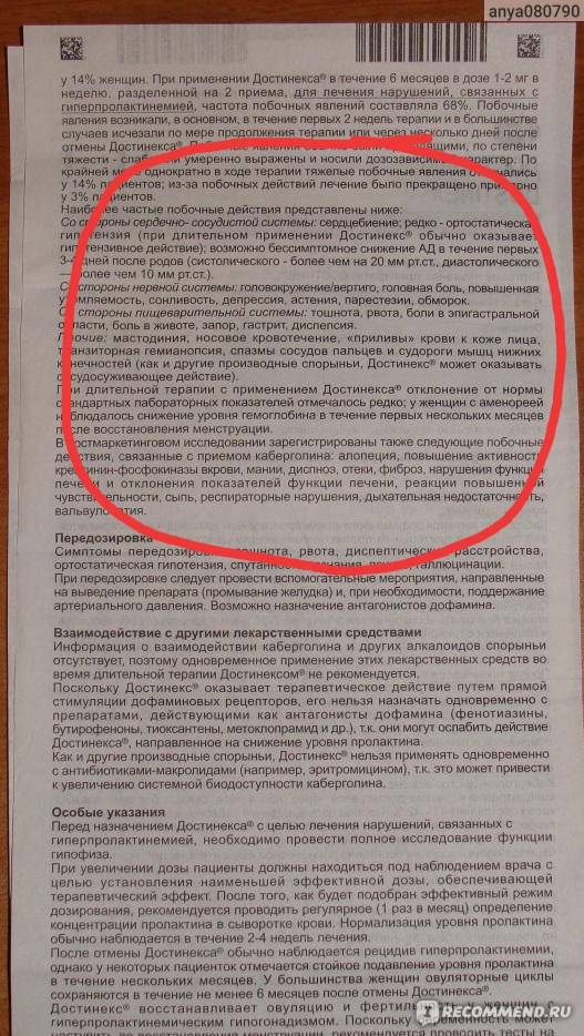 Достинекс: инструкция по применению таблеток для прекращения лактации