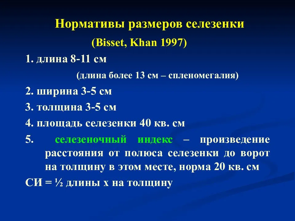 Узи селезенки у детей: таблица размеров органа в норме по возрасту, причины отклонений