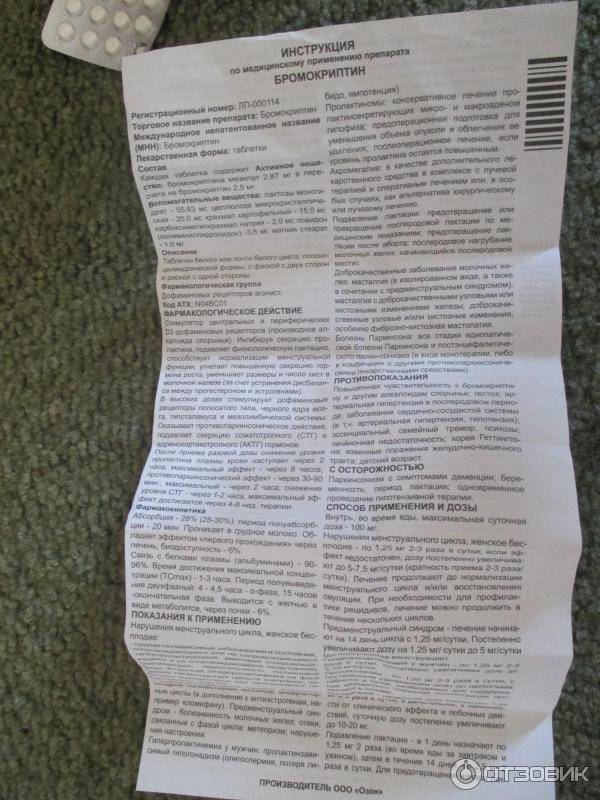 Таблетки для прекращения лактации