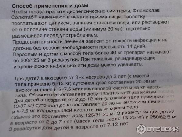 Флемоклав солютаб — таблетки 125, 250 и 500 мг: инструкция по применению для детей, аналоги детского антибиотика