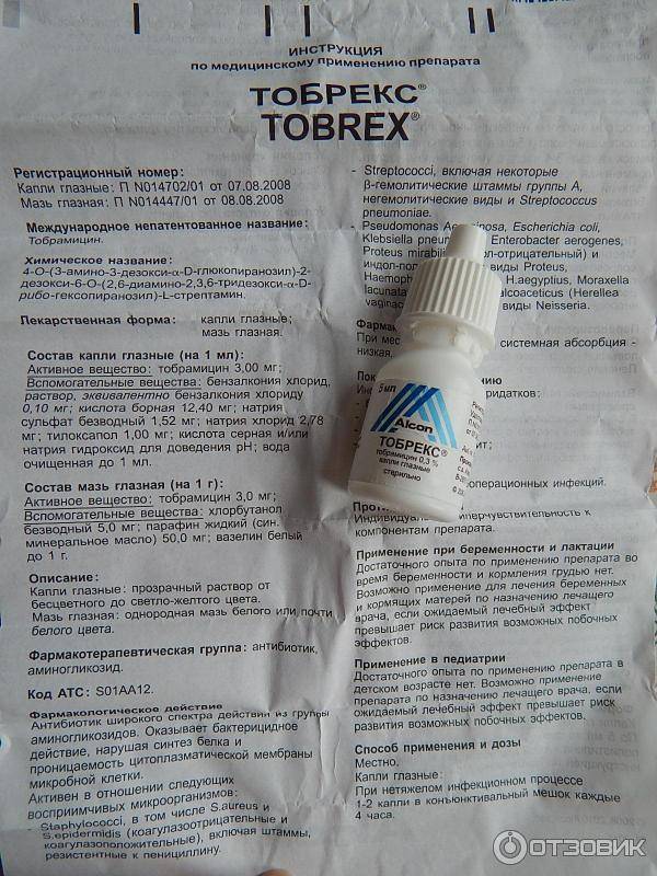 Инструкция по применению глазных капель тобрекс