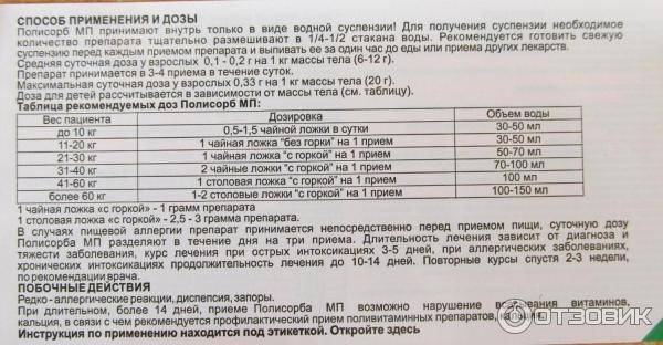 Полисорб: инструкция по применению детям до года с дозировками порошка