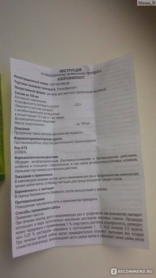 Хлорофиллипт – масляный раствор для горла: инструкция по применению