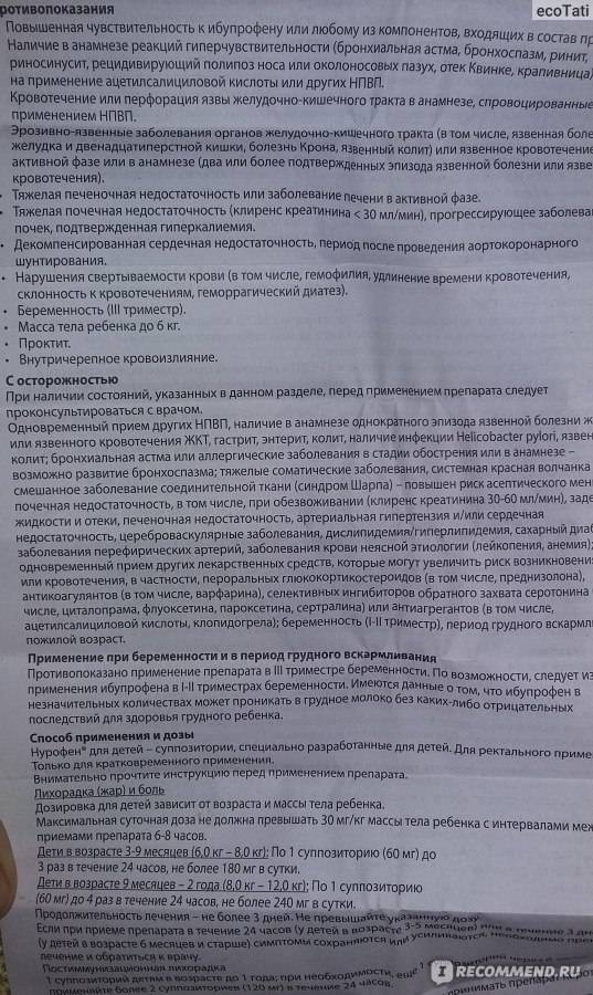 Свечи для детей с активным веществом ибупрофен – инструкция по применению препаратов