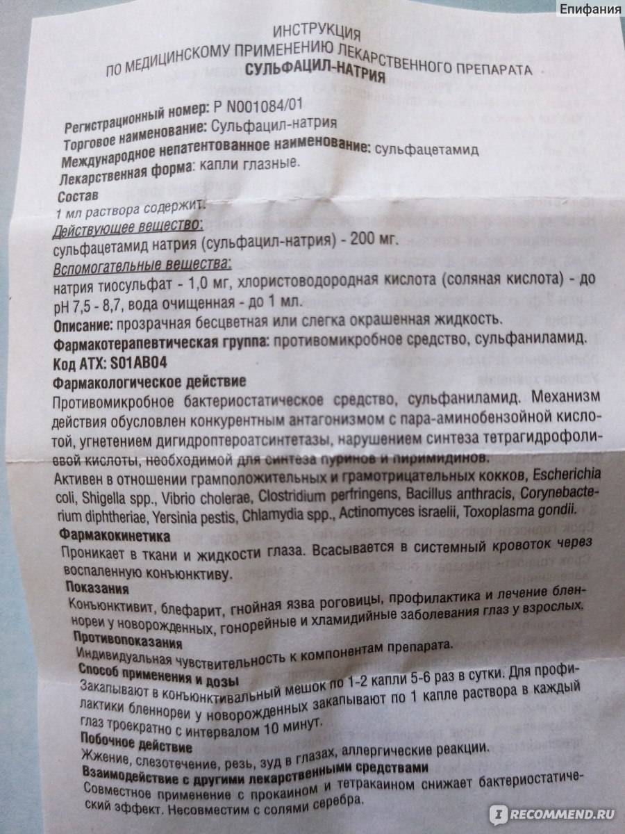 Альбуцид глазные капли детям