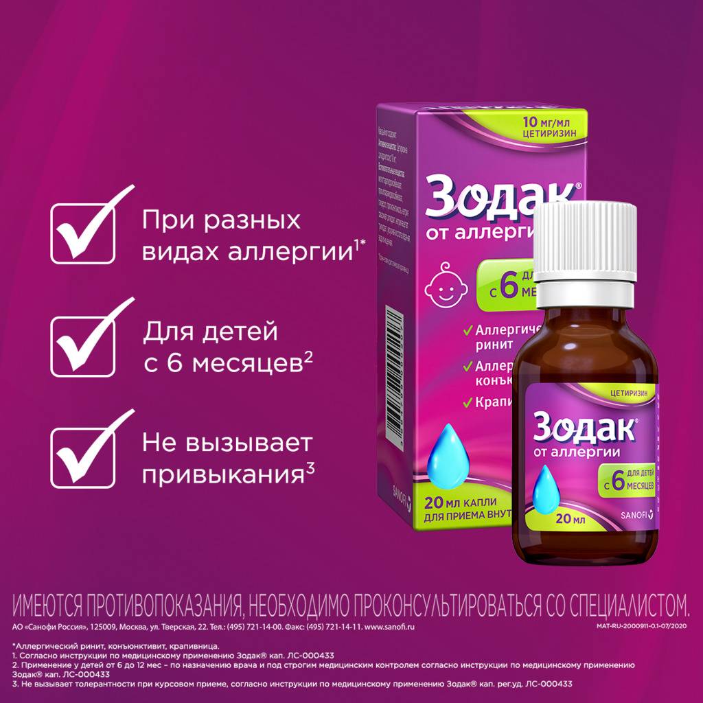 Капли зодак от аллергии — инструкция по применению