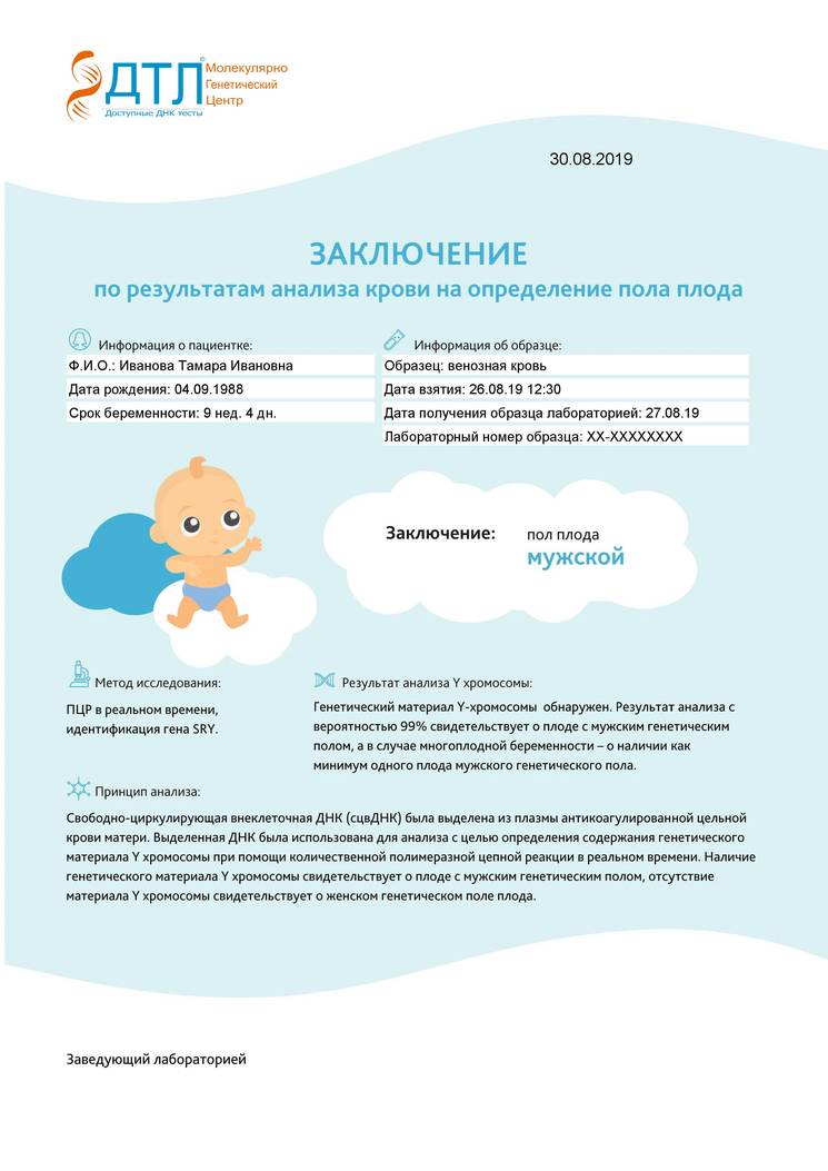 Особенности неинвазивного определения пола ребенка по крови матери
