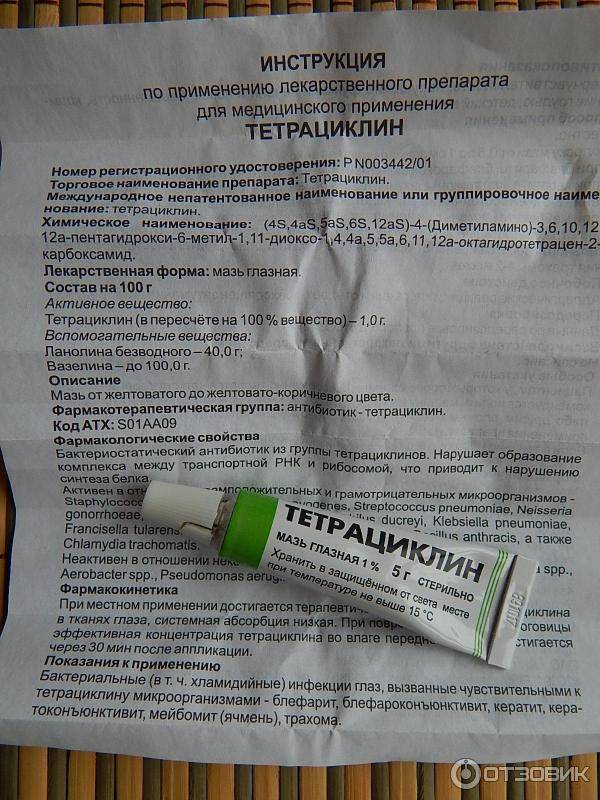 Мазь глазная тетрациклиновая - инструкция к применению